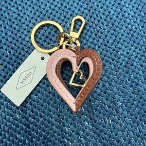 Fossil 3-D Sofia Heart Bag Charm Fob